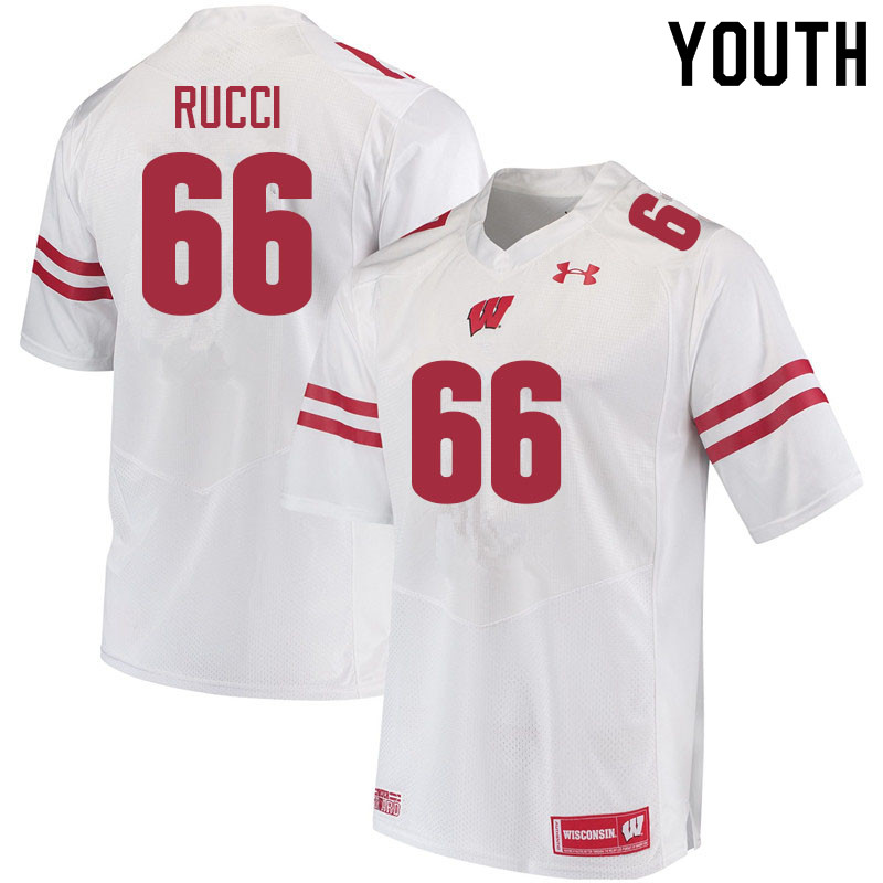 Wisconsin Badgers Youth #66 Nolan Rucci NCAA Under Armour Authentic White College Stitched Football Jersey UV40C58VB